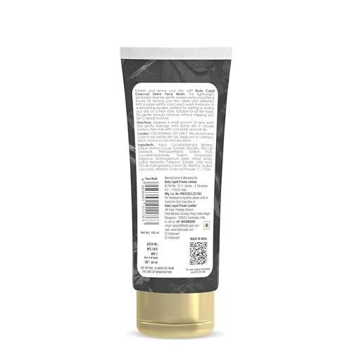 Body Cupid Charcoal Detox Face Wash | Deep Cleansing Face Wash with Activated Charcoal | Refreshing & Oil-Control Formula | 100ml