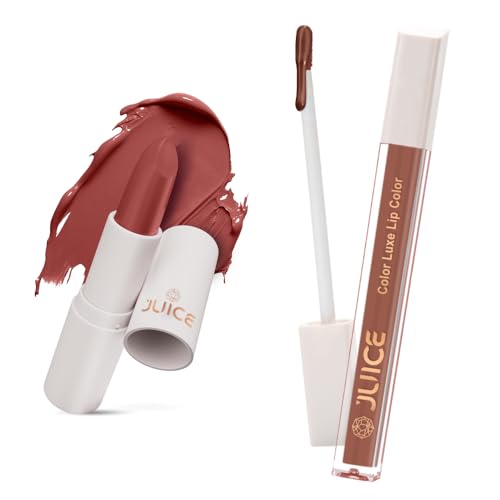 Juice Not Really Nude - M22 Kiss Sensation Lipstick & Alluring Nude - M11 Color Luxe Liquid Lipstick with Goodness of Bio Retinol, & SPF 15 UV Protection
