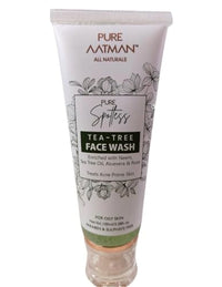 PURE AATMAN Tea Tree Cleansing Face Wash for Oily, Acne Prone, Dry & Combination Skin Fight Pimples & Control Excess Oil Gentle Exfoliating & Non-Drying Women & Men Moisturising Facial Wash- 100 ml