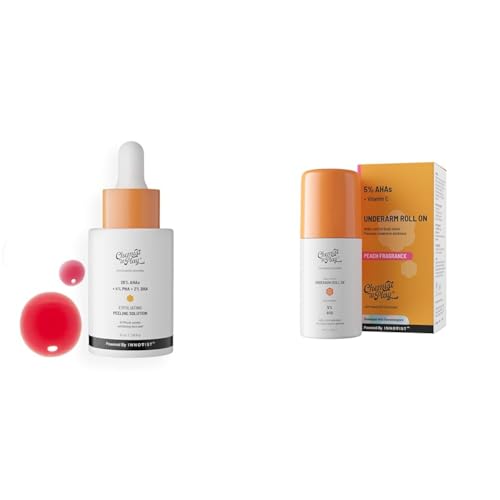 Chemist At Play 26% AHA 2% BHA 4% PHA Peeling Solution Derma Tested | 30ml + UnderArm Roll-On Deodorant with 5% AHA Vegan | SLS Free | 40ml