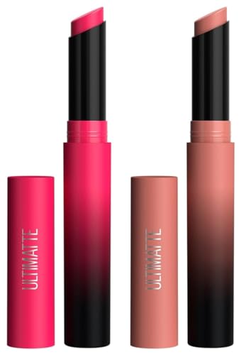 Maybelline New York Lipstick, Color Sensational Ultimattes, 699 More Buff, 1.7 g & Maybelline New York Lipstick, Color Sensational Ultimattes, 399 More Magenta, 1.7 g