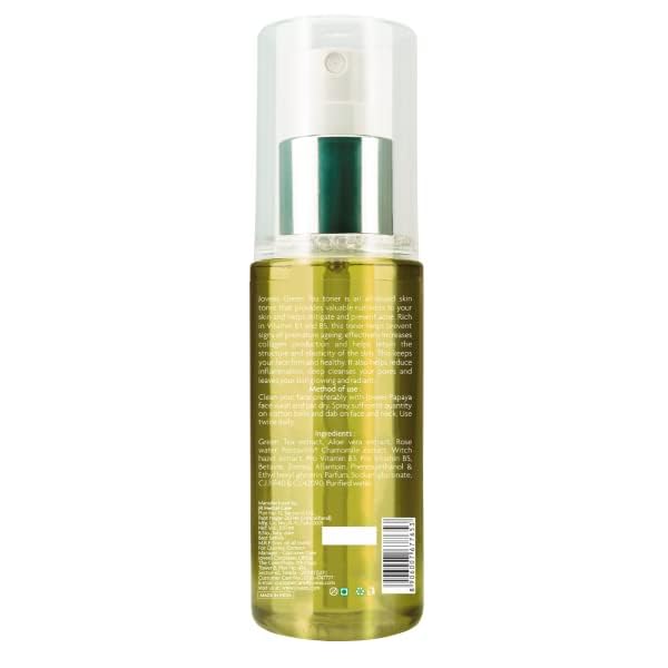 Jovees Herbal Green Tea Skin Toner with Cleanses & Moisturises | Pore Tightening | For Oily, Acne Prone Skin | Paraben & Alcohol Free | 100ml