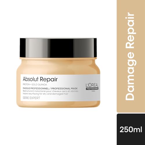 L'Oréal Professionnel Absolut Repair Mask for Dry & Damaged Hair - 250ml | Professional mask for Strengthening and Repairing Hair, With Protein & Omega-9, For Men & Women (Pack of 2)