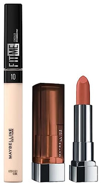 Maybelline New York Fit Me Concealer,10 Light, 6.8ml and Maybelline New York Color Sensational Creamy Matte Lipstick, 657 Nude Nuance, 3.9g