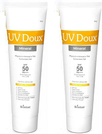 Brinton UV Doux SPF 50 PA+++ Mineral Based Sunscreen Gel Suitabe for All Skin Types With No White Cast | Tinted & Water Resistant | UVA/UVB Protection, 50g x Pack of 2