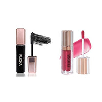 FLiCKA Lash It Out Mascara Waterproof With Intense Jet Black Color| Long Lasting, Lightweight, Smudge Proof Mascara For Women, Black, 9ml Shimmery Affair Lip Gloss 6 Gin Baby Pink 5ml
