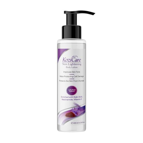 Kozicare Cream Saffron Body Lotion For All Skin Types | Shea Butter Body Lotion, Niacinamide & Kojic Acid Body Lotion | Reduce Dryness & Flakiness | Soft, Supple & Moisturize Skin - 200 Ml