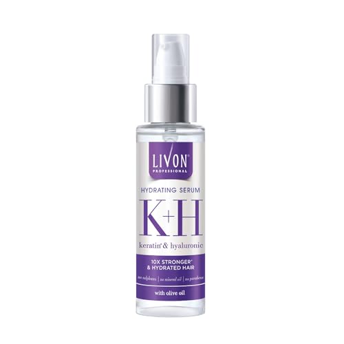 Livon Professional Hydrating Serum for Women & Men | With Keratin, Hyaluronic & Olive Oil | For Stronger, Hydrated & Frizz-free Hair | No Paraben, Sulphate or Mineral Oil | All Hair Types | 100ml