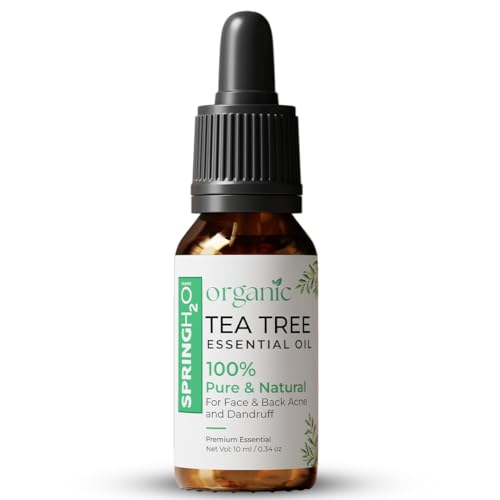 Spring H2O 100% Pure & Natural | Organic Tea Tree Essential Oil | For Face, Back Acne, Scalp & Dandruff Care | Multipurpose Oil For Healthy Skin & Hair