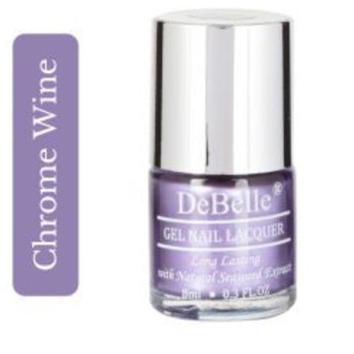 DeBelle Gel Nail Polish Chrome Wine(Metallic Violet Nail Paint)|Non UV - Gel Finish |Chip Resistant | Seaweed Enriched Formula| Long Lasting|Cruelty and Toxic Free| 8ml