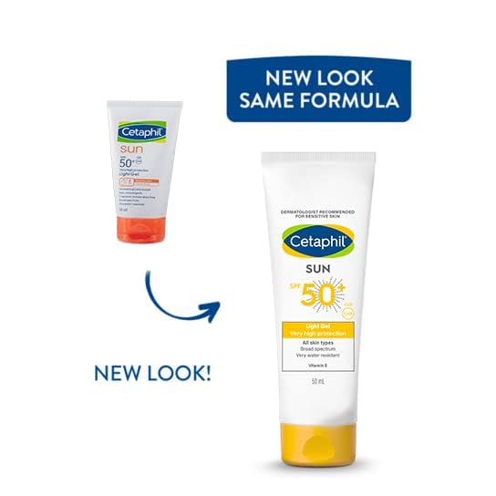 Cetaphil Combination Skin Sun Spf 50 Sunscreen, Very High Protection Light Gel, Water Resistant, Vitamin E, 50 Ml, Pack Of 4