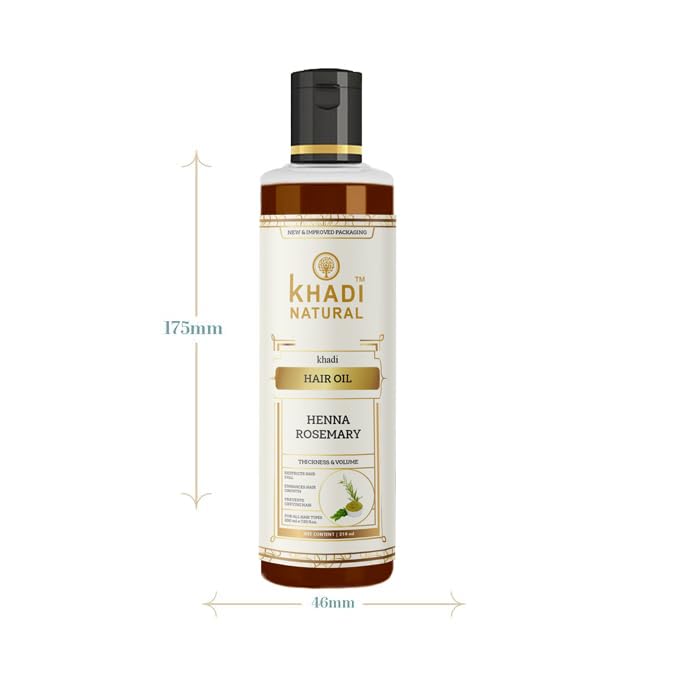 Khadi Natural Rosemary & Henna Hair Oil, Natural Oil For Thick & Voluminous Hair Oil For Controlling Hair Fall & Premature Greying, Paraben & Mineral Oil Free, Suitable For All Hair Types, 210ml (Pack 2, Rosemary & Henna)