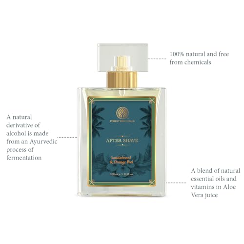 Forest Essentials After Shave Spray Sandalwood & Orange Peel for Men's  | Natural After Shave for Purifying & Refreshing Skin | 100 ml