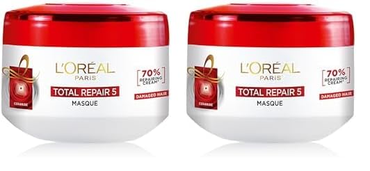 L'Oreal Paris Hair Mask, For Damaged and Weak Hair, With Pro-Keratin + Ceramide, Total Repair 5, 200ml (Pack of 2)