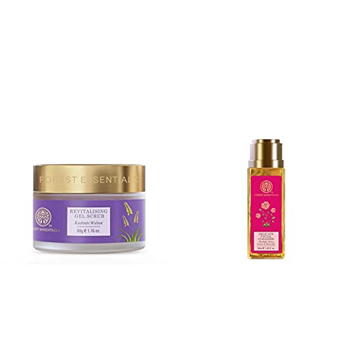 Forest Essentials Revitalising Kashmiri Walnut Gel Scrub, 50g & Forest Essentials Travel Size Facial Cleanser Rosewater, Honey Lemon, 50ml