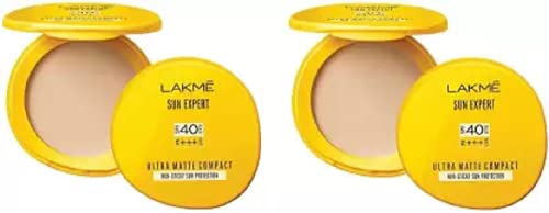 LAKMÉ Lakm? Sun Expert Ultra Matte Compact Spf 40 Uva/Uvb P+++(Pack Of 02) Compact for All Skin Type (Universal Beige Shade, 14 G)