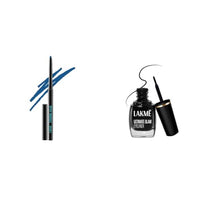 Lakmé Eyeconic Pencil, Matte Midnight Blue 0.35G,Lakmé Insta Gel Eye Liner, Black Semi_Matte Finish, Water Resistant, Long-Lasting, 9 Ml