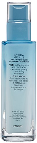 L'Oreal Paris Hyaluronic Acid Moisturizer For Face, L'Oreal Paris Skincare Hydra Genius Daily Liquid Care Oil Free Face Moisturizer For Normal To Dry Skin With Aloe Water And Hyaluronic, 90Ml
