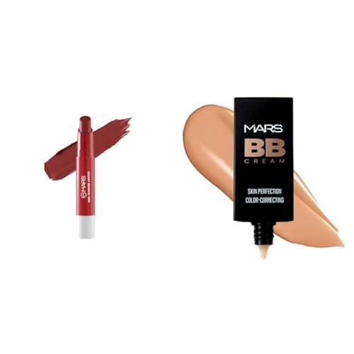MARS Matte Super Stay LipstickLipstick for Women (2.6 gm) (05-MAJESTIC) BB Cream Lightweight Foundation | Blendable BB Cream for Women | Colour Correction for All Skin Types (30 ml) (Biscuit)