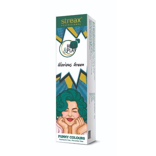 Streax Professional Hold & Play Funkey Colour - Glorious Green, 100 Grams