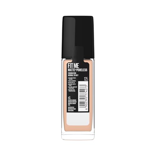 Maybelline New York Liquid Foundation, Matte Finish, With SPF, Absorbs Oil, Fit Me Matte + Poreless, 125 Nude Beige, 30 ml