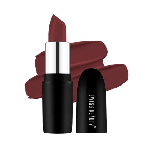 Swiss Beauty Pure Matte Creamy Lipstick | Non-drying, Highly pigmented Lipstick | Shade- Café Mocha, 3.8gm|