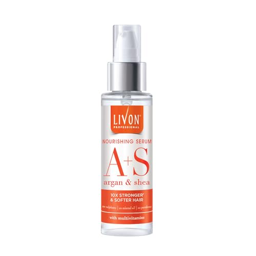 Livon Professional Nourishing Serum for Women & Men | With Argan, Shea & Multivitamins | For Softer, Stronger & Frizz-free Hair | No Paraben, Sulphate or Mineral Oil | All Hair Types | 100ml