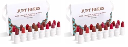 Just Herbs Ayurvedic Creamy Matte Micro Mini Lipstick Kit Lip Hydrating & Moisturizing, Lipsticks for Women Suitable All Indian Tones (Pack of 32)
