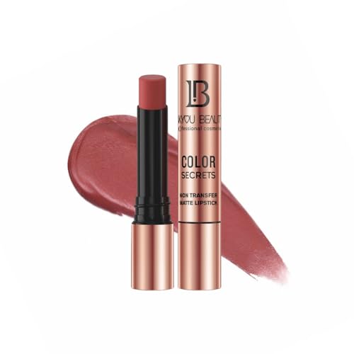 Lakyou Beauty Color Secrets | Non-Transfer Matte Lipstick | Bold Red | Long Lasting Wear | 4g | (B14(Nudit))