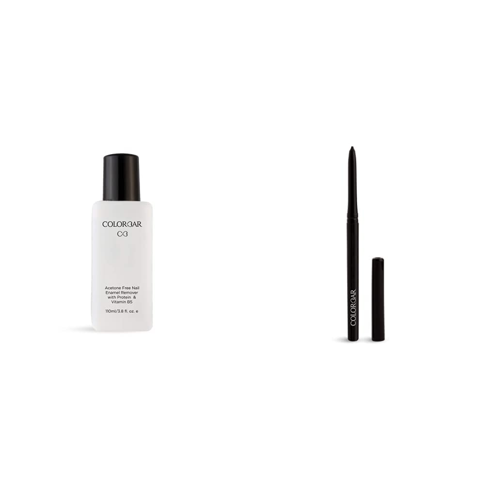 Colorbar Nail Polish Remover, 110ml And Colorbar Mesmereyes Kajal, Black 001, 0.35g