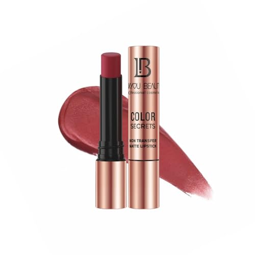 Lakyou Beauty Color Secrets | Non-Transfer Matte Lipstick | Bold Red | Long Lasting Wear | 4g | (B06(Bridal Mehroon))