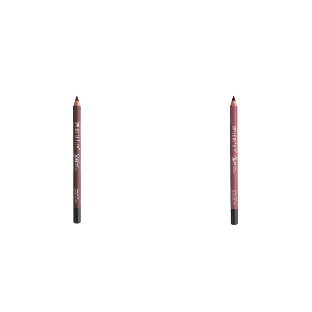 Swiss Beauty Bold Matte Lipliner Pencil Set | Long Stay | Smudge Free | Waterproof | Creamy Lip Liner Pencil| Shade- 06, 1.6g & Swiss Beauty Bold Matte Lipliner Pencil Set | Long Stay - Sandy, 1.6g