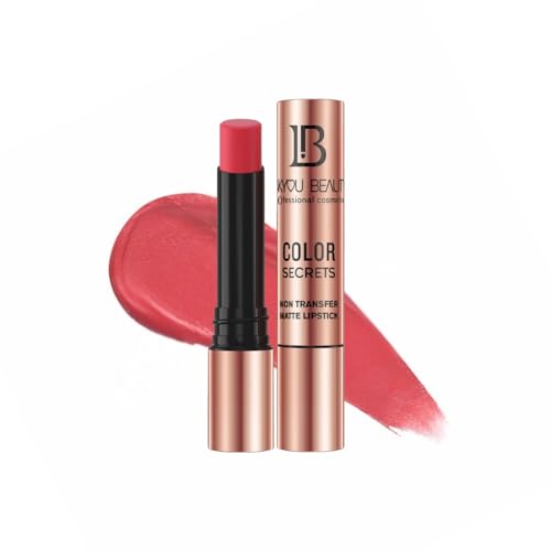 Lakyou Beauty Color Secrets | Non-Transfer Matte Lipstick | Bold Red | Long Lasting Wear | 4g | (B17(Rose Sunday))
