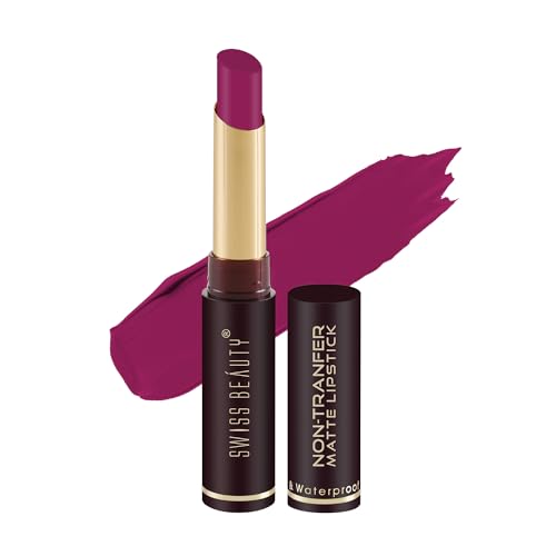 Swiss Beauty Non-Tranfer Matte Lipstick, Smooth & Waterproof, First Love, 2g