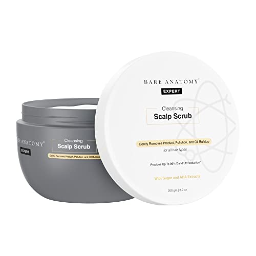 Bare Anatomy Scalp Scrub with Natural AHAs, Coconut & Sugar | Get Up To 99% Dandruff Reduction | Dandruff Remover | Oily Scalp Exfoliator Hair Scrub | Sulphate & Paraben Free | For Women & Men | 250g