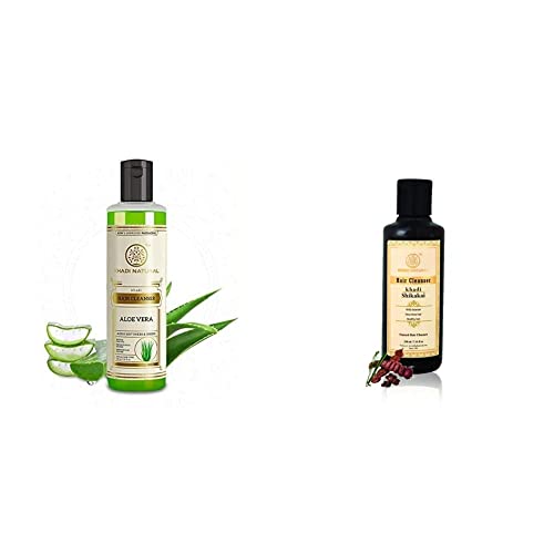 Khadi Natural Aloevera Herbal Hair Cleanser (Shampoo), 210ml And Khadi Natural Herbal Shikakai Cleanser (Shampoo), 210ml