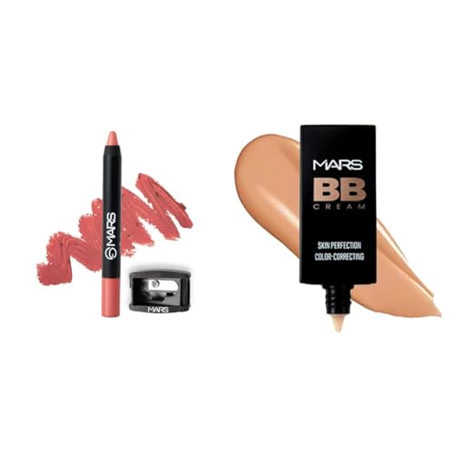 MARS Long Lasting Crayon Lipstick up to 12 Hours Stay (3.5 gm) (12-I Am Fierce) BB Cream Lightweight Foundation | Blendable BB Cream for Women | Colour Correction for All Skin Types (30 ml) (Biscuit)