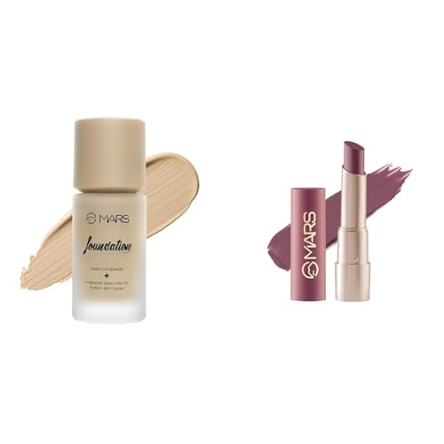 MARS High Coverage All Skin Type Liquid Matte Foundation | Blemish Free & Blendable Foundation for Makeup (40ml) (SHADE-03) Creamy Matte Long Lasting Lipstick for Women (3.2 gm) (17-Sultry Samba)
