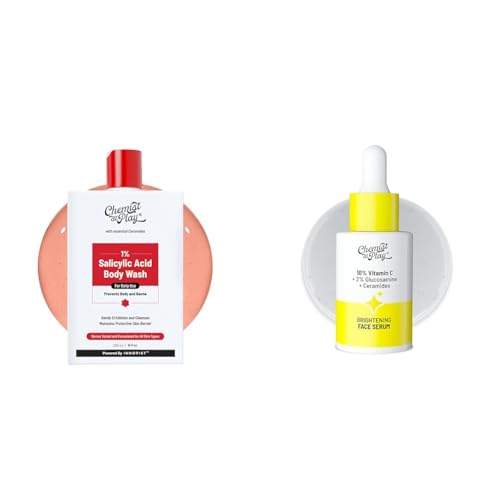 Chemist At Play 1% Salicylic Acid Body Wash 236ml Prevents Body Acne, Bumpy Skin & Deep Cleanses Skin + 10% Vitamin C Face SerumFor All Skin Types 30ml