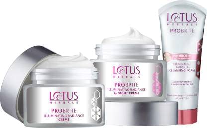 Lotus Herbals PORBRITE Illuminating Radiance (Cleansing Foam_100g + Day Creme_50g + Night Creme 50g) (3 Items in the set)