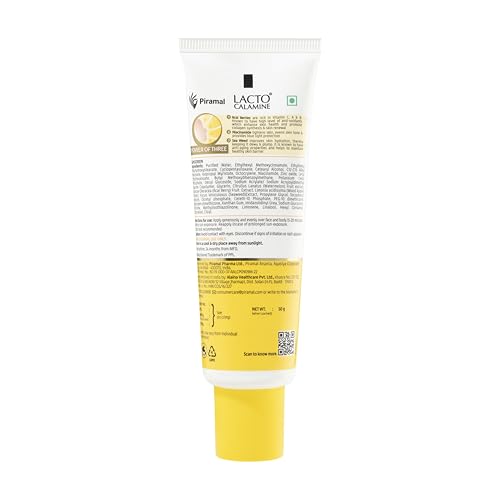 Lacto Calamine Dewy Sunscreen SPF 50 PA+++ | 50g | Water Resistant, No White Cast, UVA & UVB Protection | Sunscreen SPF50 + Primer | Acai Berries, Niacinamide & Watermelon | Dermatologically Tested