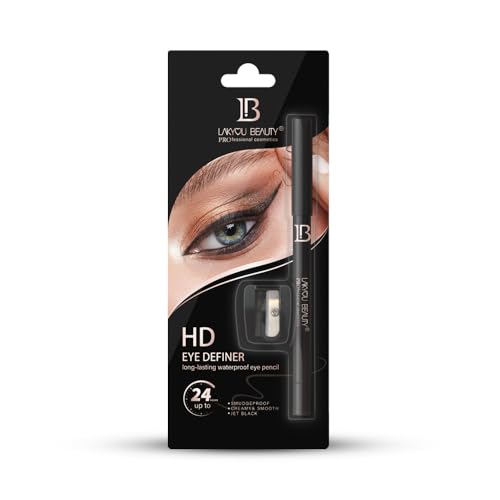 Lakyou Beauty HD Eye Definer | Long-Lasting Waterproof Eye Pencil | Smudge-Proof | Creamy Smooth | Jet Black | Up to 24H Wear | 1.2g