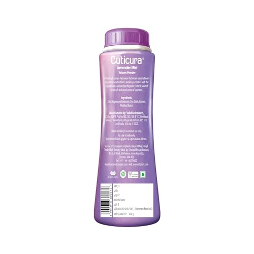 Cuticura Lavender Mist Talcum Powder,Pack of 400 G