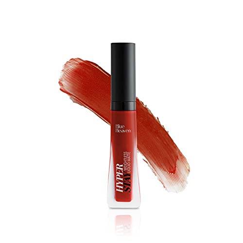 Blue Heaven Hyper Stay Weightless Liquid Matte Lipstick | Long-lasting & Smudge Proof | Non-Transfer Matte Lipstick for Women | Bewitching Red-25 | 6ml