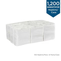 Marathon 1/8 Fold 2-Ply White Dinner Napkin, 12 Pks., 100 Napkins/Pk.