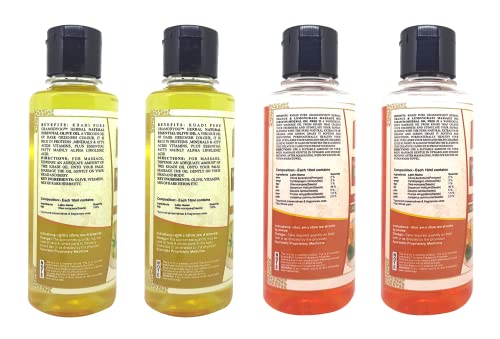 Khadi Pure Olive & Orange Lemongrass SLS Massage Oil, 210 ml (Pack of 4),Multicolour,KPOLIVEORNGSLSMOX2(EACH)