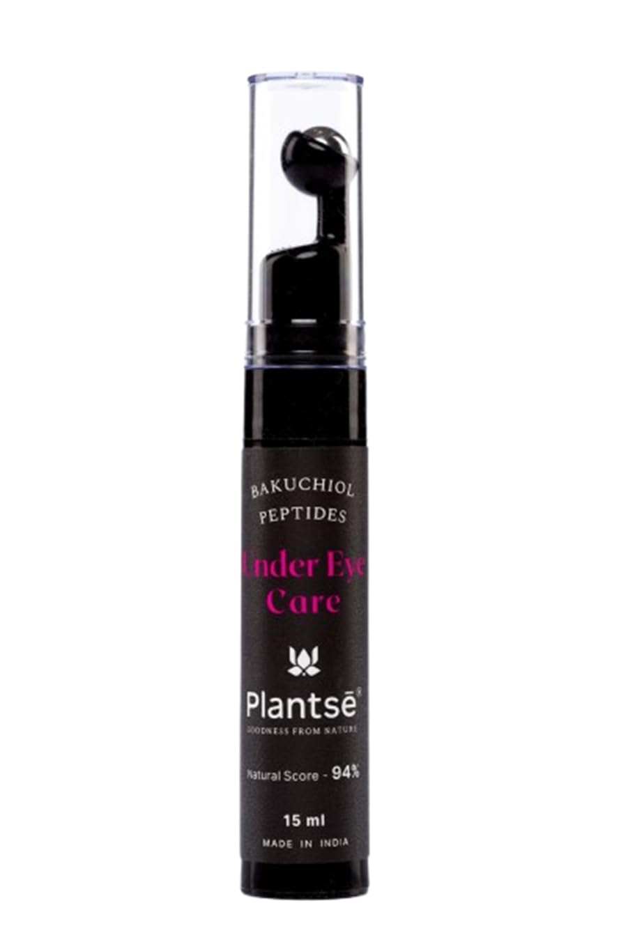 Plantsē under Eye Cream I with Bakuchiol, Peptides, and Niacinamide I Vegan, Natural I Reducing Dark Circle Puffiness & Fine Lines I with Massage Roller I for Men & Women with All Skin Type - 15ml