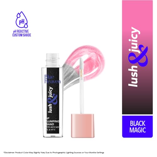 Blue Heaven Lush & Juicy pH based Lip Plumping Wand enriched with Jojoba Oil, Shea Butter + Vitamin E | Visibly Plumped lips| Non Sticky Formula| Soften & Smoothes Plums Lips, Black Magic, 4.2ml
