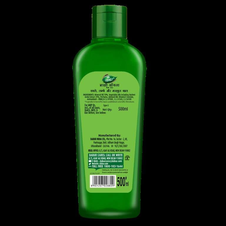Dabur Brahmi Amla Hair Oil - 500 ml | For Strong, Long and Thick hair | Nourishes Scalp | Controls Hair Fall, Strengthens Hair & Promotes Hair Growth