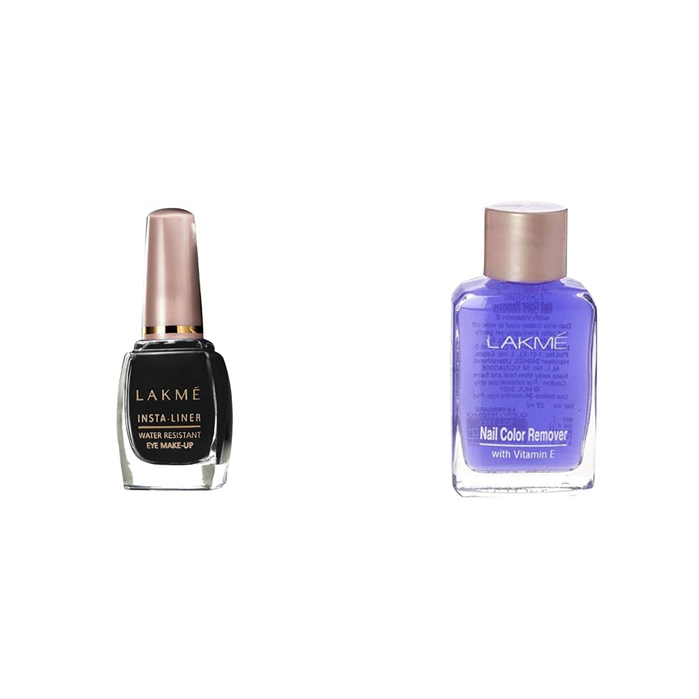 Lakmé Insta Eye Liner, Black, 9ml And Lakmé Nail Color Remover, 27ml